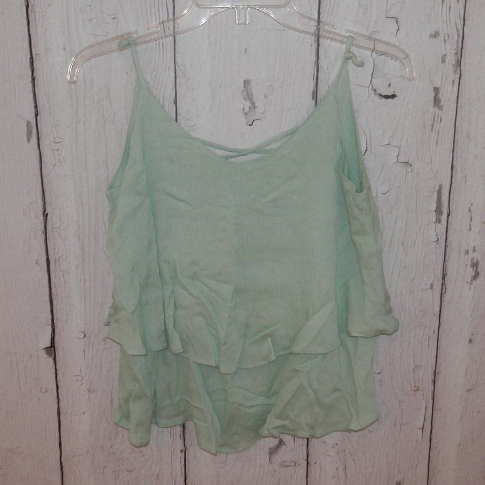 Emmelee Womens Small Lime Green Tiered Tank Top - Picture 1 of 8